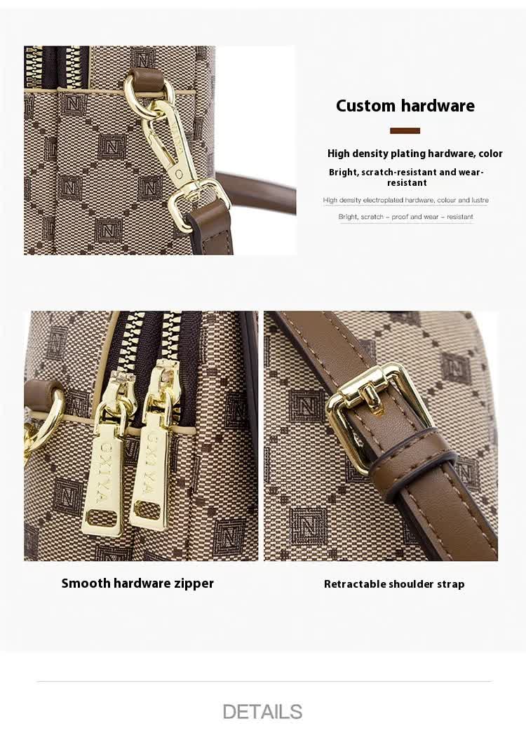 Coffee Chic Round Mini Crossbody Phone Purse - PU Leather Vertical Shoulder Bag with Headphone Port