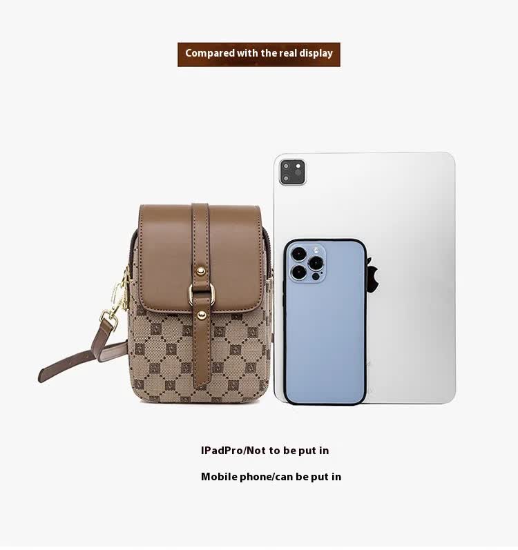 Coffee Chic Round Mini Crossbody Phone Purse - PU Leather Vertical Shoulder Bag with Headphone Port