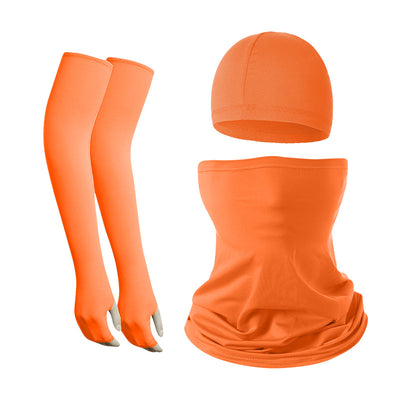 2 Sets Orange Cooling UV Protection Set - 2 Skull Cap, 2 Neck Gaiter & 4 Arm Sleeves for Outdoor Sports