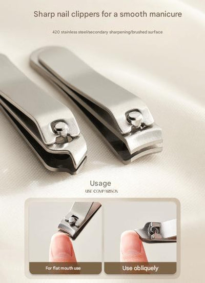 Beige Compact 7-Piece Manicure Set - Stainless Steel Nail Grooming Kit with Stylish Travel Case