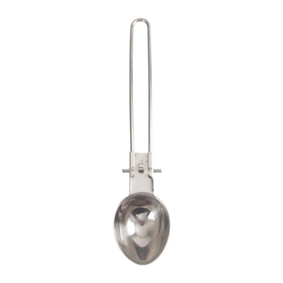 Silver Premium 304 Stainless Steel Folding Camping Utensil Set - Spatula & Deep Spoon Combo for Outdoor Cooking