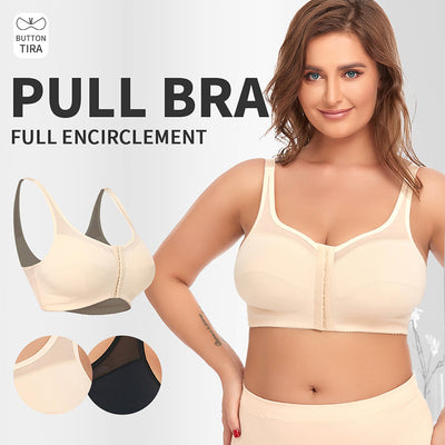 2 Pcs Size 5XL Women's Wireless Large-Cup Lace Bra with Front Clasp - Comfortable, Breathable, Beige