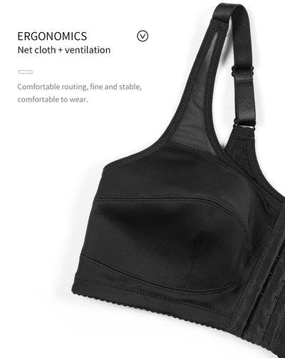 2 Pcs Size L Women's Wireless Large-Cup Lace Bra with Front Clasp - Comfortable, Breathable, Black