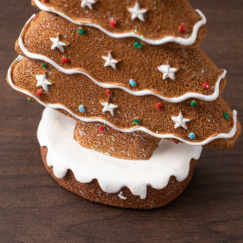 2 Pcs (1 Yellow + 1 Brown) Charming Gingerbread Christmas Tree Figurine - Festive Resin Holiday Table Decor Ornament