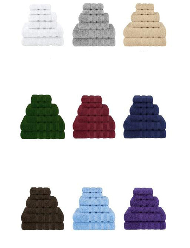 Black Luxury 6-Piece Combed Cotton Towel Bale Set - Ultra Soft & Absorbent Bath, Hand, Face Towels