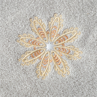 Grey 4-Pack Elegant Glod Floral Embroidered Cotton Hand Towels - Ultra Soft & Absorbent