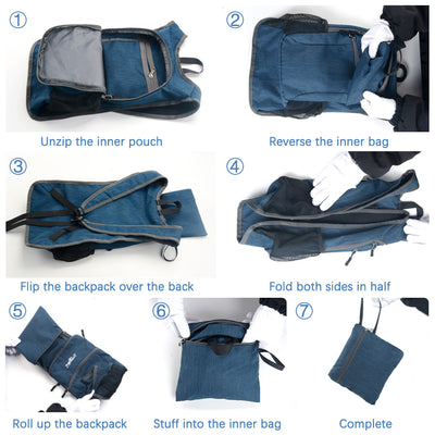 Navy Blue Ultra Lightweight Packable Backpack - Foldable Daypack for Hiking & Travel