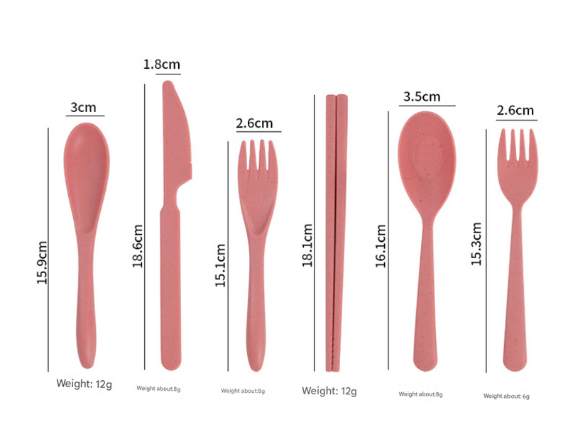 White Durable Eco-Friendly Wheat Straw Dinnerware Set - 24 Pieces with Plates, Bowls, Cups & Cutlery