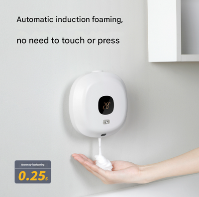 Dark Blue Wall-Mounted No-Drill Automatic Foam Soap Dispenser - Infrared Sensor for Bathroom, 145x145x48mm