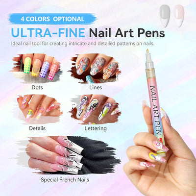 Silver 0.7mm Nail Art Doodle Pen 12 Sticks- Single Color Acrylic Marker for Nail Design, No-Bake