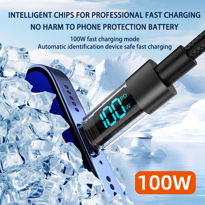 1 Meter Type-C To Type-C 4-Piece Set 1m 100W Super Fast Charge Transparent Aluminum Shell Digital Display Data Cable - Dual-Head Type-C Fast Charge Cable