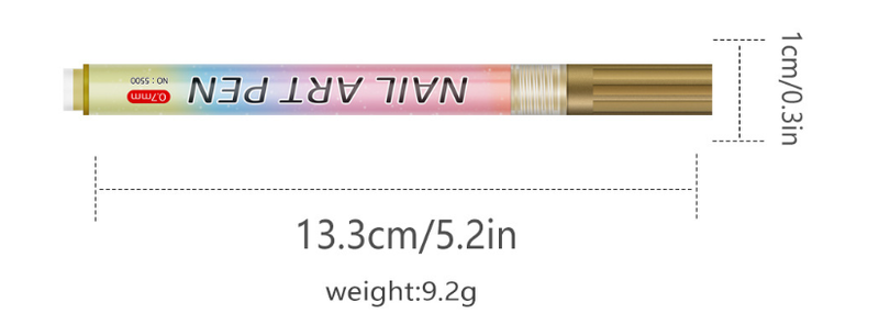 Red 0.7mm Nail Art Doodle Pen 12 Sticks- Single Color Acrylic Marker for Nail Design, No-Bake