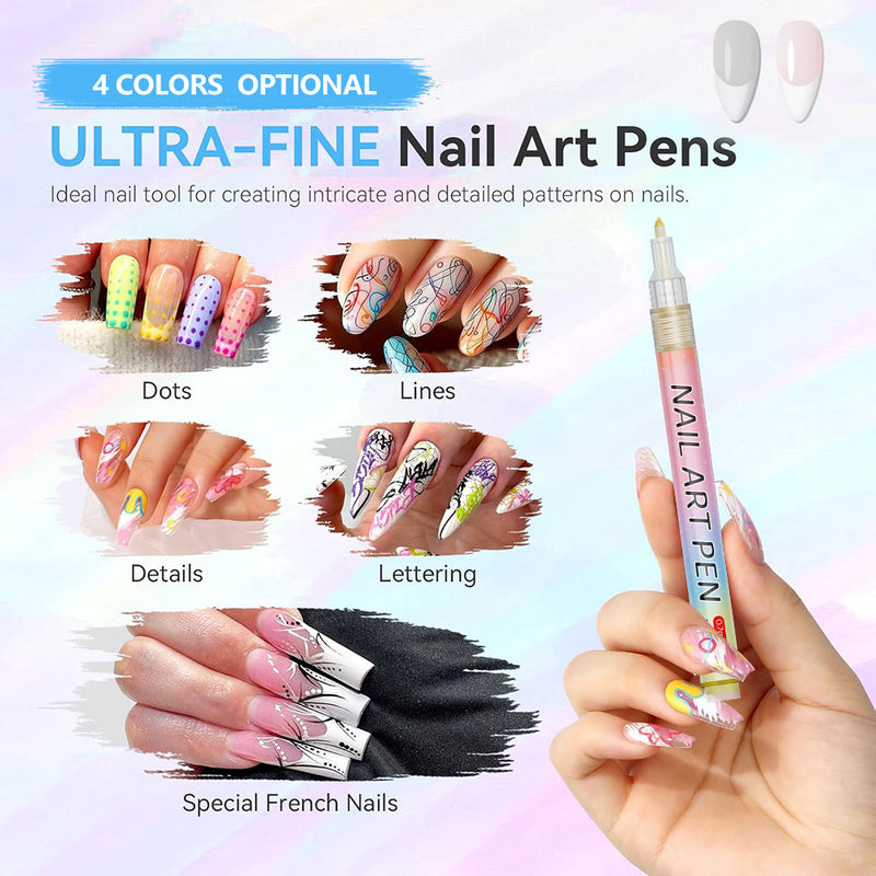 Red 0.7mm Nail Art Doodle Pen 12 Sticks- Single Color Acrylic Marker for Nail Design, No-Bake