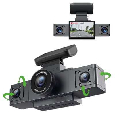 3-Inch HD 1080P Dash Cam - Front, Rear, and Left Recording, 19x12x8cm