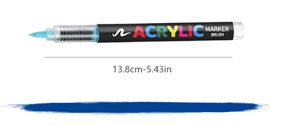 36 Colour Set Vibrant Cyan Acrylic Marker with Soft Brush Tip - 13.8 cm Professional Art Pen