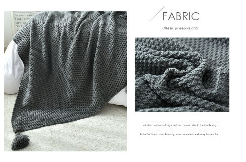110cm x 150cm Beige Knitted Sofa Blanket for Autumn and Winter Naps