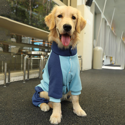 3XL Recommended 20-30 Pounds Blue Autumn-Winter Dog Hoodie for Medium to Large Breeds - Golden Retriever & Labrador