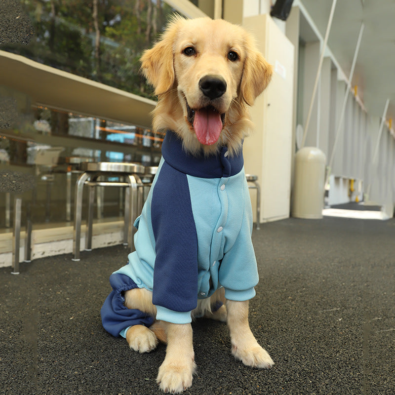 4XL Recommended 30-40 Pounds Blue Autumn-Winter Dog Hoodie for Medium to Large Breeds - Golden Retriever & Labrador