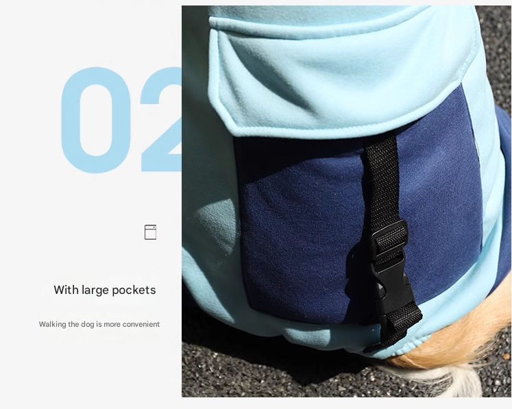 4XL Recommended 30-40 Pounds Blue Autumn-Winter Dog Hoodie for Medium to Large Breeds - Golden Retriever & Labrador