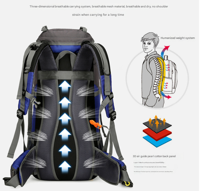 Red Nylon Hiking Backpack - Multifunctional Outdoor Sports Bag