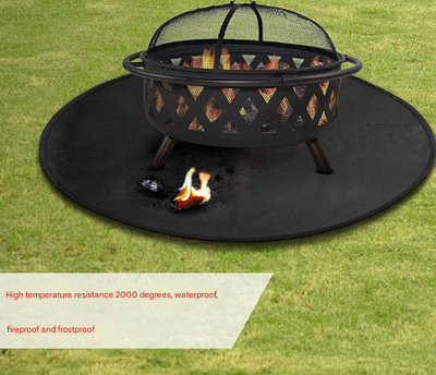 30-Inch Black Fireproof Mat for Fire Pit and BBQ - Silicone Coated