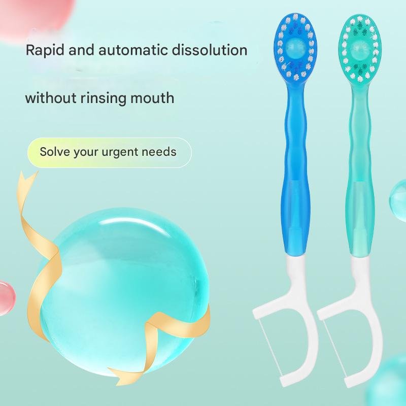 4-in-1 Disposable Travel Toothbrush with Flavor Burst Bead(Romantic cherry flavor)