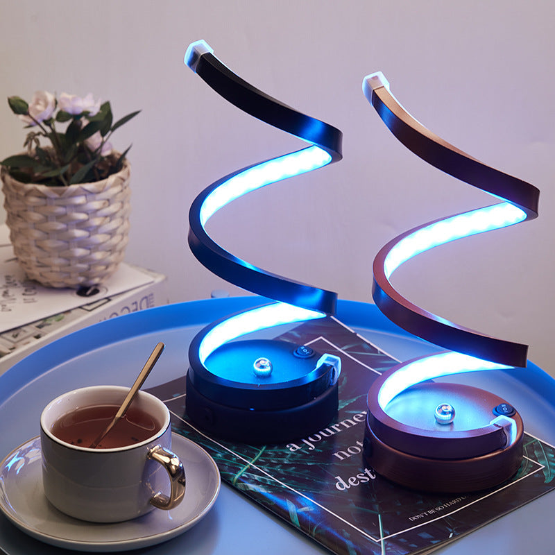 Modern Spiral LED Table Lamp - Dimmable, 3 Light Modes(black)