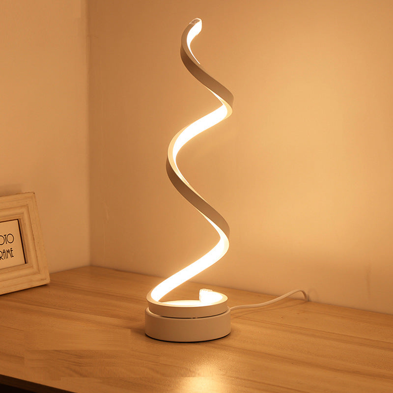 Modern Spiral LED Table Lamp - Dimmable, 3 Light Modes(black)