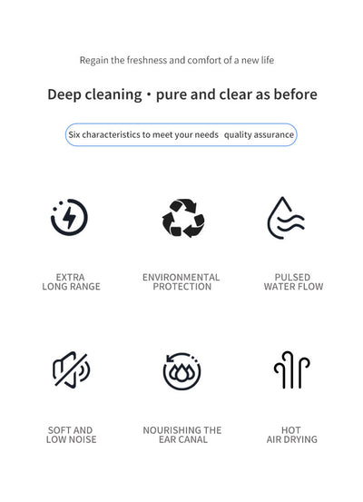 Automatic Electric Ear Wax Removal & Irrigation System - 5 Modes, USB-C, Hot Air Drying(black)