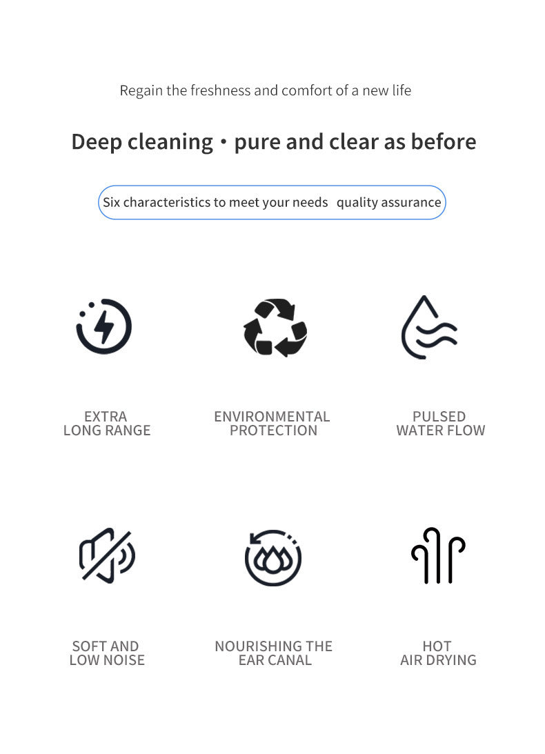 Automatic Electric Ear Wax Removal & Irrigation System - 5 Modes, USB-C, Hot Air Drying(black)