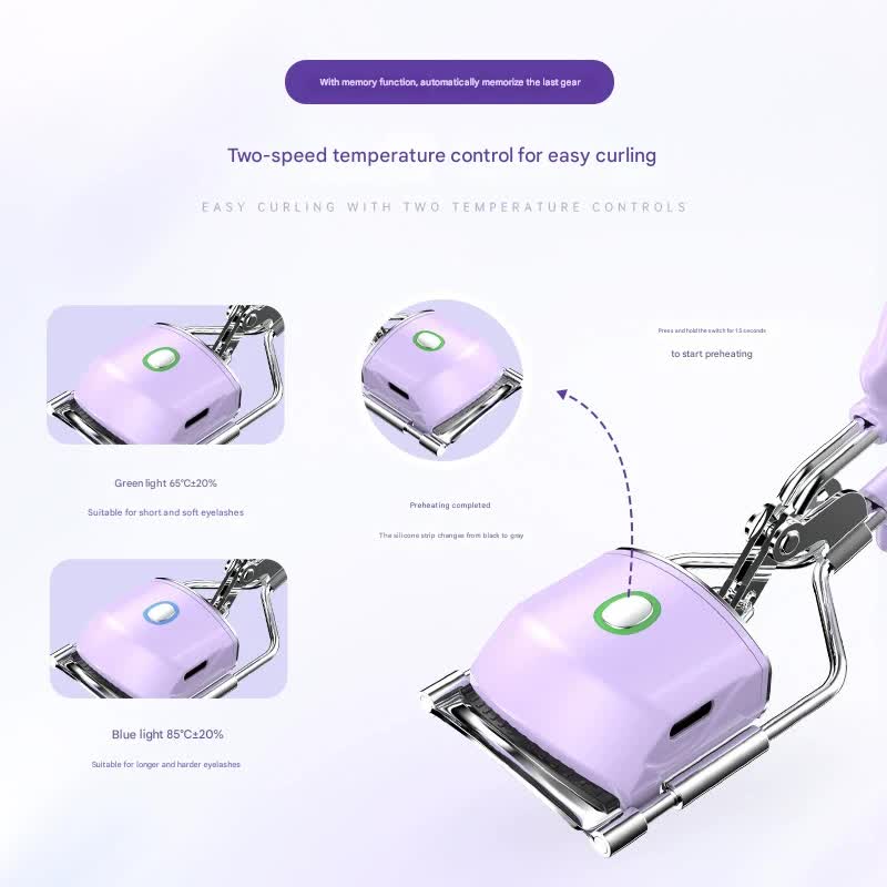 Heated Eyelash Curler with 2 Temperature Controls, Long-Lasting Curl(white)