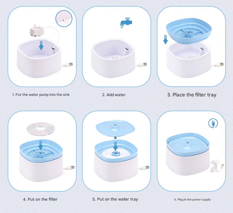 Automatic Pet Water Fountain - USB Powered, Multi-Stage Filtration, Ultra-Quiet, 2L Capacity(Purple)