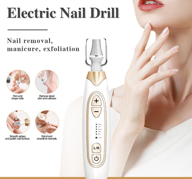 Professional Electric Manicure & Pedicure Kit - 5 Speeds, LED Light(Rose red)