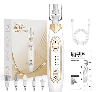Professional Electric Manicure & Pedicure Kit - 5 Speeds, LED Light(Green)