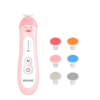Baby & Adult Electric Nail Trimmer Kit - 6 Heads, 5 Speeds, 360deg Rotation, with Storage Case(pink)