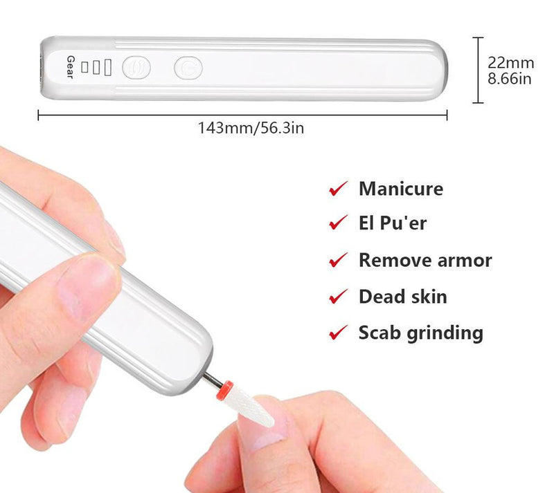 Portable Electric Nail Drill Pen Kit - USB-C Rechargeable, 3-Speed, High Torque, Low Heat(Khaki)