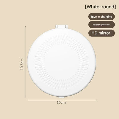 LED Lighted Travel Makeup Mirror - Double-Sided 1X/5X Magnification, USB-C Rechargeable, Induction Light(white)