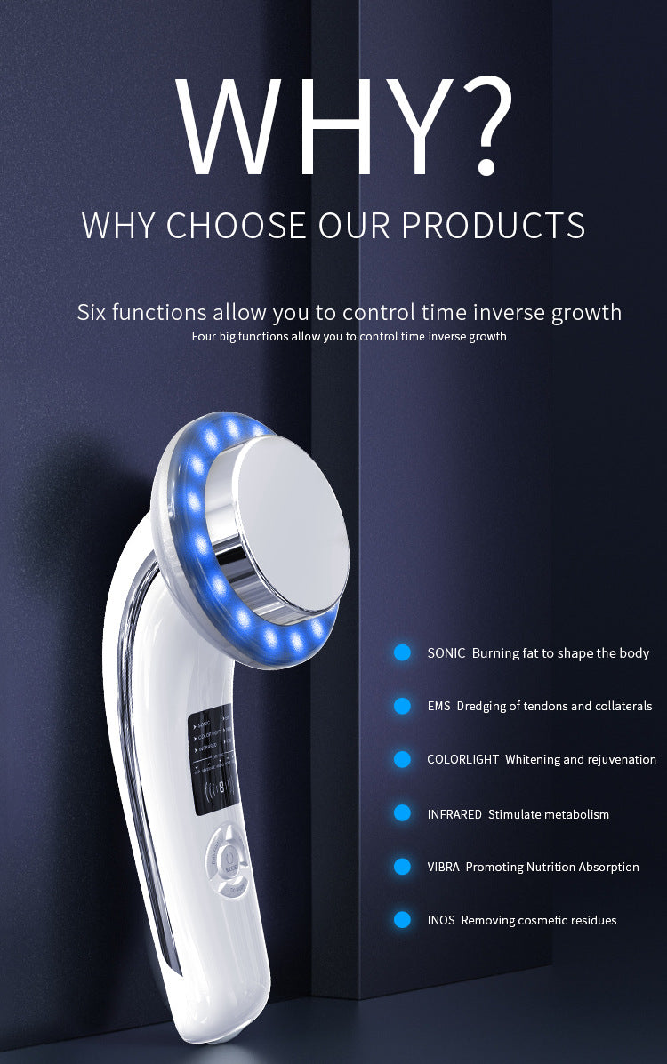 6-in-1 Ultrasonic Slimming & Beautifying RF Device - Body Sculpting & Skin Rejuvenation(white)