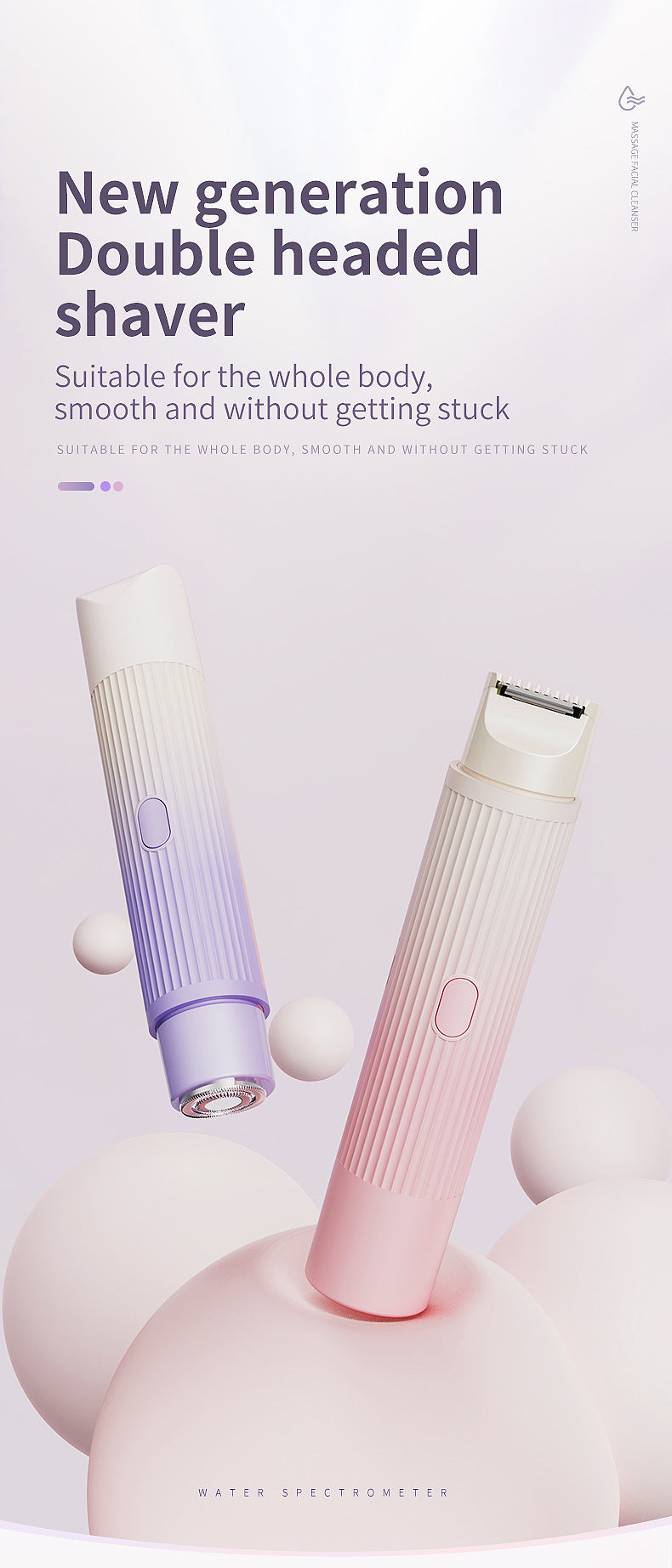 2-in-1 Electric Lady Shaver & Trimmer - Gentle Full Body Hair Removal, Portable & USB Rechargeable(Gradient pink)