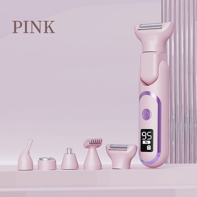 5-in-1 Electric Lady Shaver & Grooming Kit - LCD Display, USB-C Rechargeable, Full Body Hair Removal(pink)
