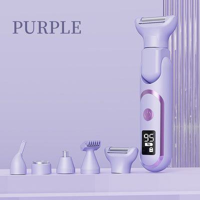 5-in-1 Electric Lady Shaver & Grooming Kit - LCD Display, USB-C Rechargeable, Full Body Hair Removal(Purple)