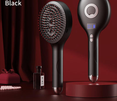 4-in-1 SPA Scalp Care Massage Comb - Red Light Therapy, Nano Steam & Vibration, USB-C Rechargeable(Black)