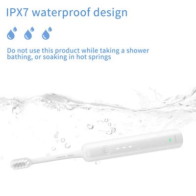 Electric Toothbrush with Ultra-Soft Gum Guard Brush Heads - IPX7 Waterproof, Ergonomic Design(white)