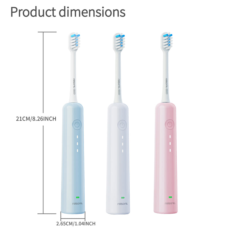 Electric Toothbrush with Ultra-Soft Gum Guard Brush Heads - IPX7 Waterproof, Ergonomic Design(blue)
