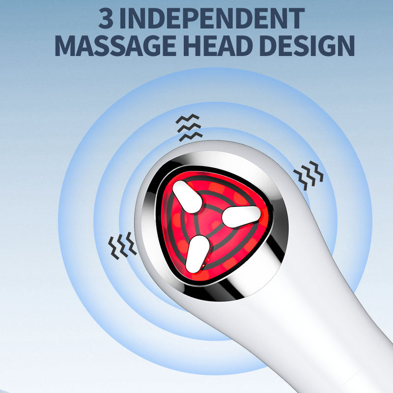 7-in-1 LED Facial Treatment Device - Microcurrent, 3D Vibration Massage for Neck, Face & Eyes(White)