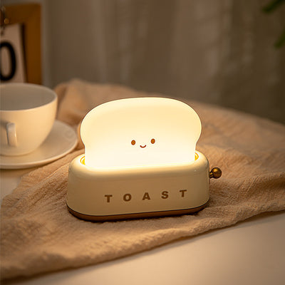 Adorable Toast-Shaped LED Night Light - Dimmable, Timer, USB-C Rechargeable, Long Battery Life(pink)