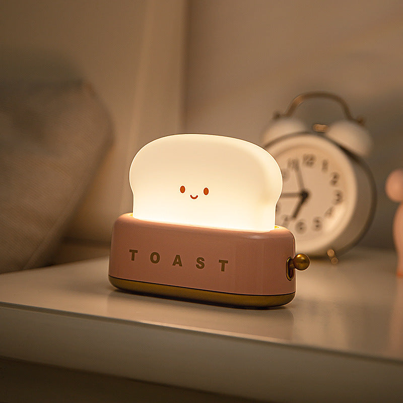 Adorable Toast-Shaped LED Night Light - Dimmable, Timer, USB-C Rechargeable, Long Battery Life(pink)