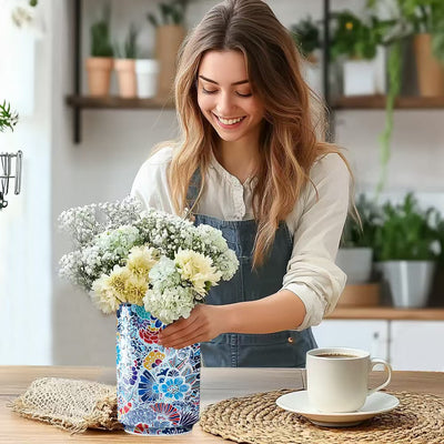 Colorful Style 2 DIY 3D Puzzle Vase - Creative Jigsaw Flower Holder with Waterproof Liner - Decorative Home Accent & Unique Gift