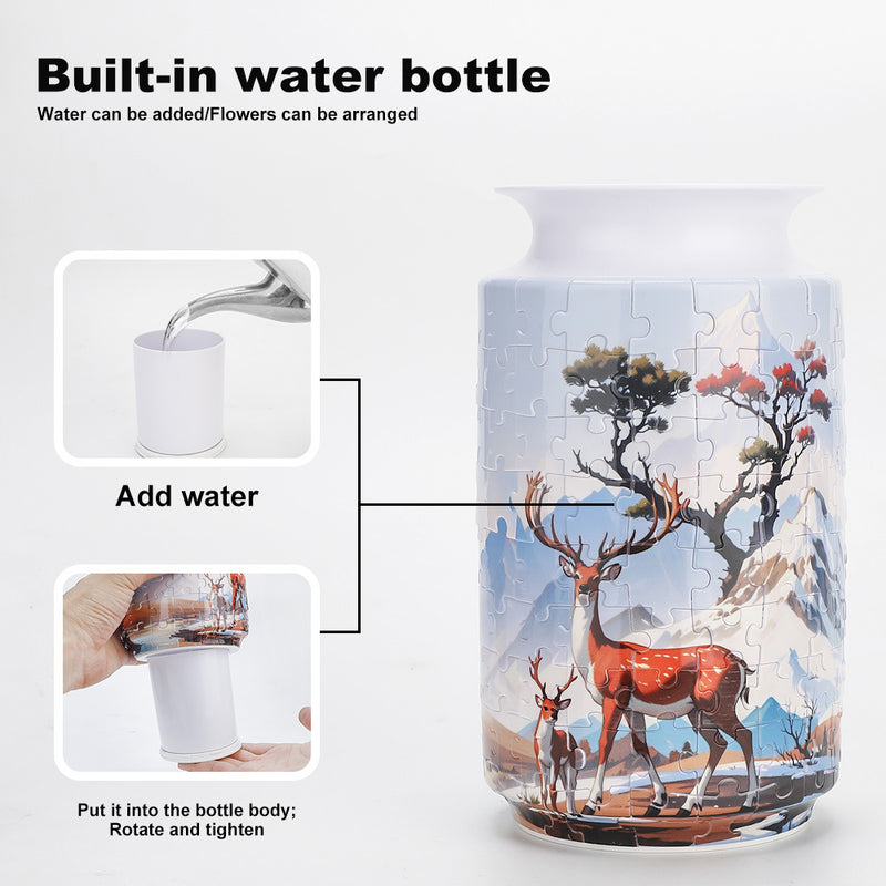 Colorful Style 2 DIY 3D Puzzle Vase - Creative Jigsaw Flower Holder with Waterproof Liner - Decorative Home Accent & Unique Gift