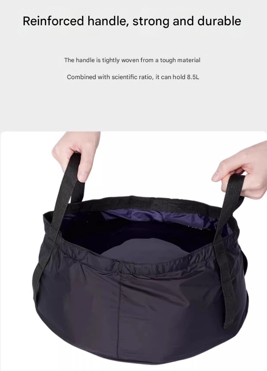 2 Pcs Dark Blue Ultra-Lightweight Collapsible Travel Basin - Waterproof Folding Bucket for Camping, Hiking & Outdoors (8.5L)